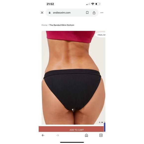 Andie Swim The Banded Cheeky Bikini Bottom Medium Black New With Tags C1 - Picture 2 of 9